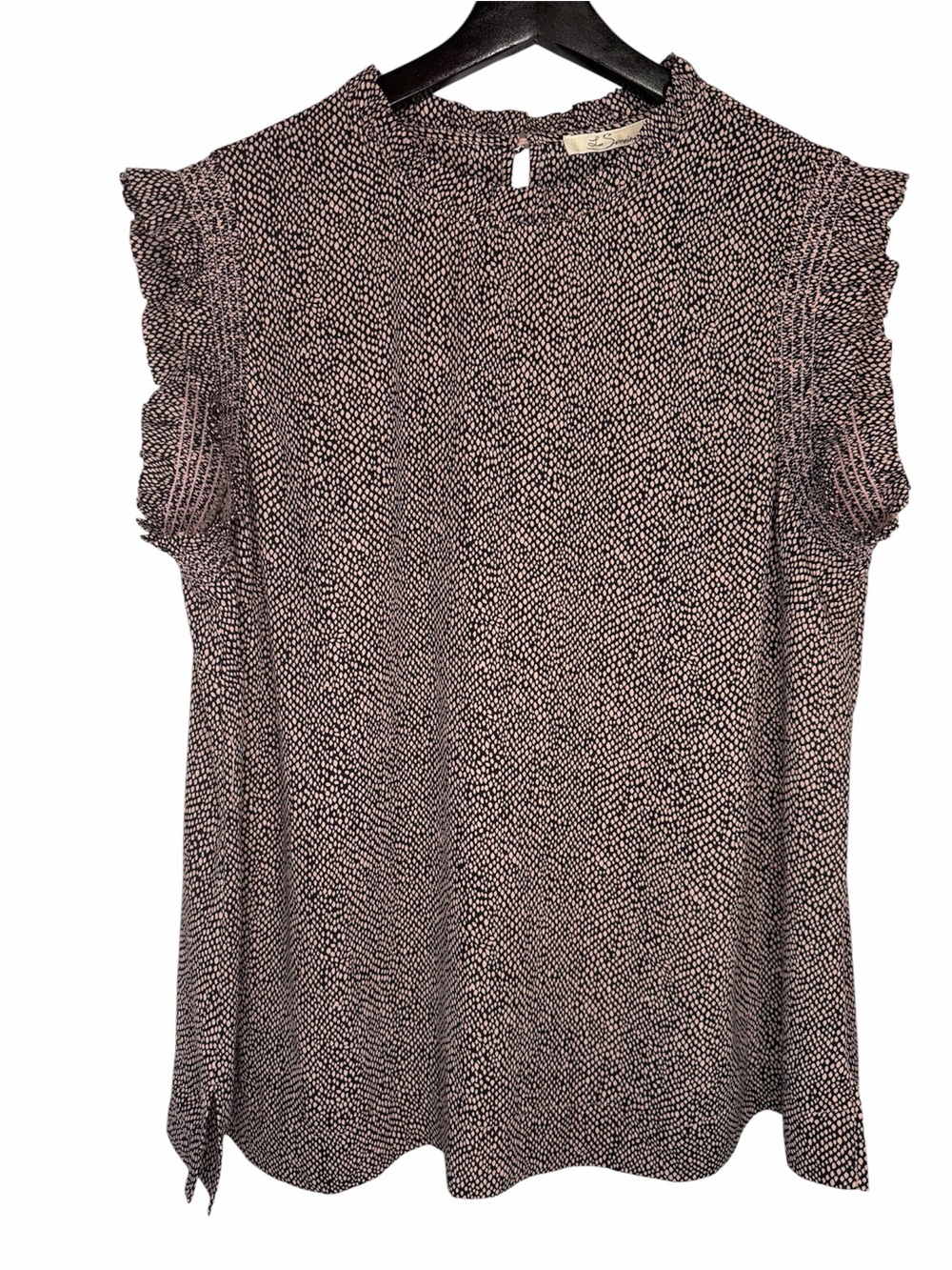 Stitch Fix Les Serein Remy Flutter Sleeve Blouse size XL Camel Speckle Top